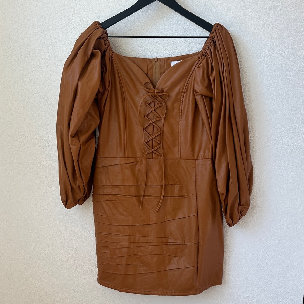 Kai Brown Faux Leather Dress